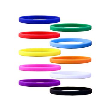 Smalle siliconen armbanden Mix 10 kleuren vooraanzicht