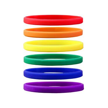 Smalle siliconen armbanden Mix Rainbow vooraanzicht