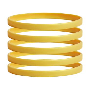 Smalle siliconen armbanden goudkleurig vooraanzicht