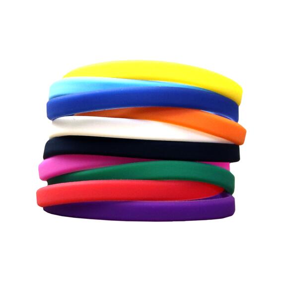 Smalle siliconen armbanden Mix 10 kleuren - voor kinderen gestapeld