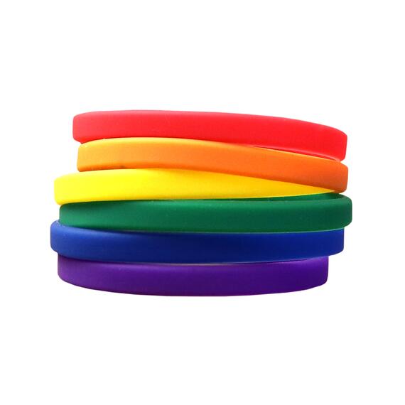 Smalle siliconen armbanden Mix Rainbow - voor kinderen gestapeld