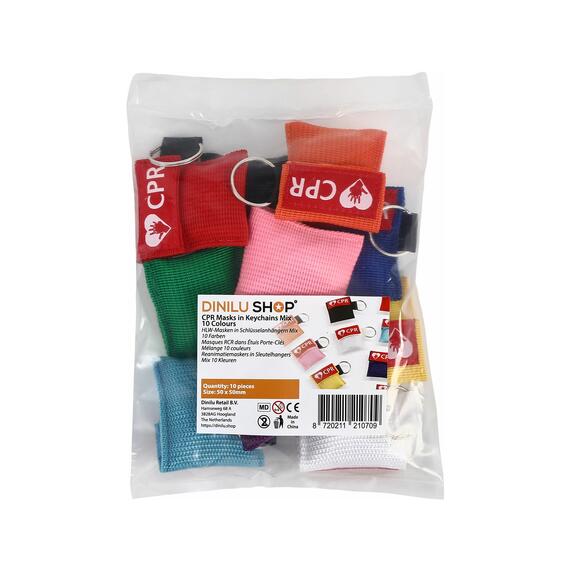 Reanimatiemaskers in sleutelhangers Mix 10 kleuren in verpakking